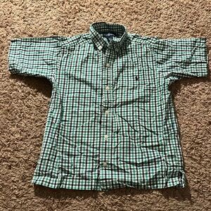 Ralph Lauren boys size 7 button down. Green navy and white gingham